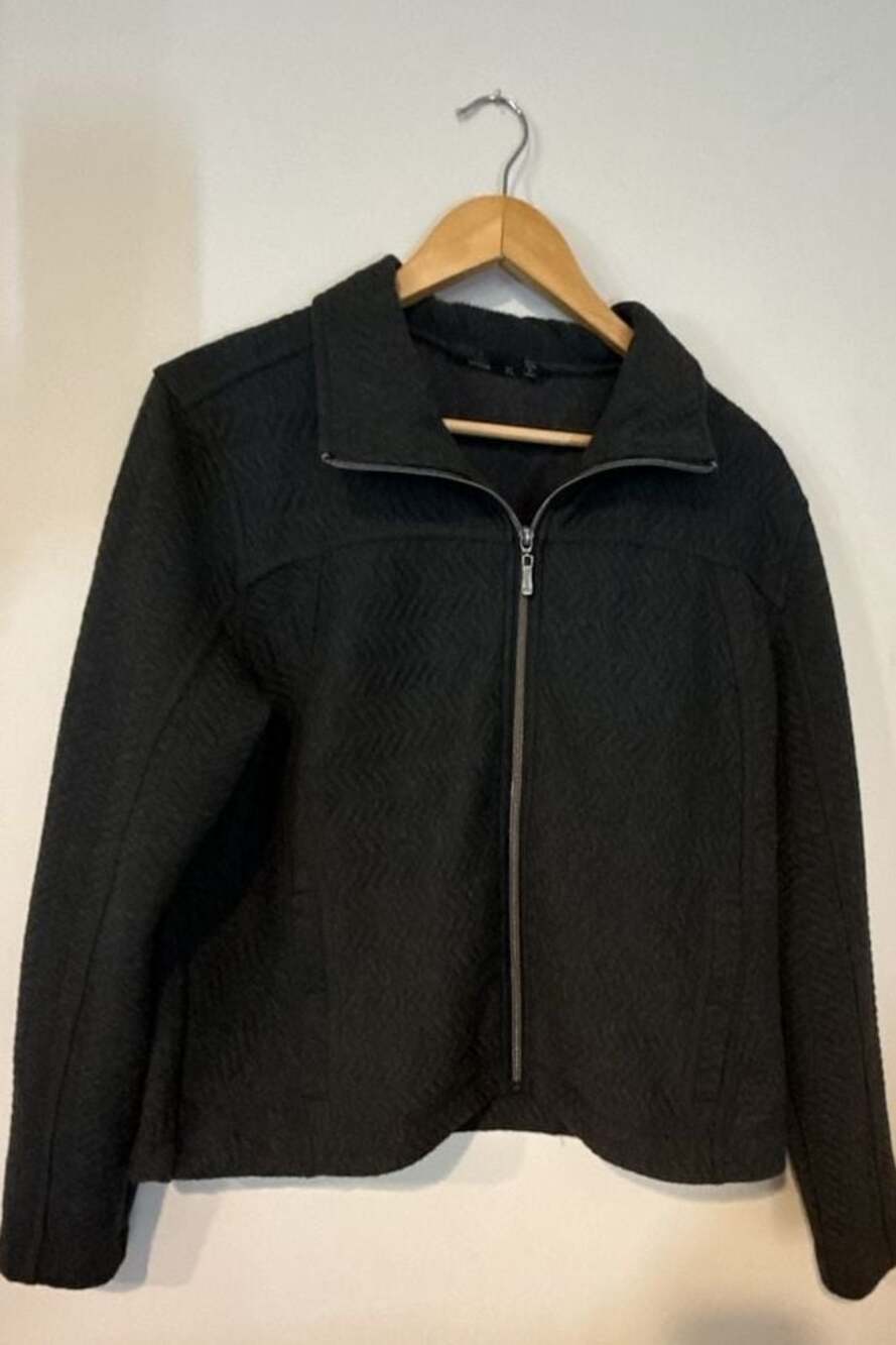 prAna Women's Charcoal Herringbone Textured Full Zip Jacket